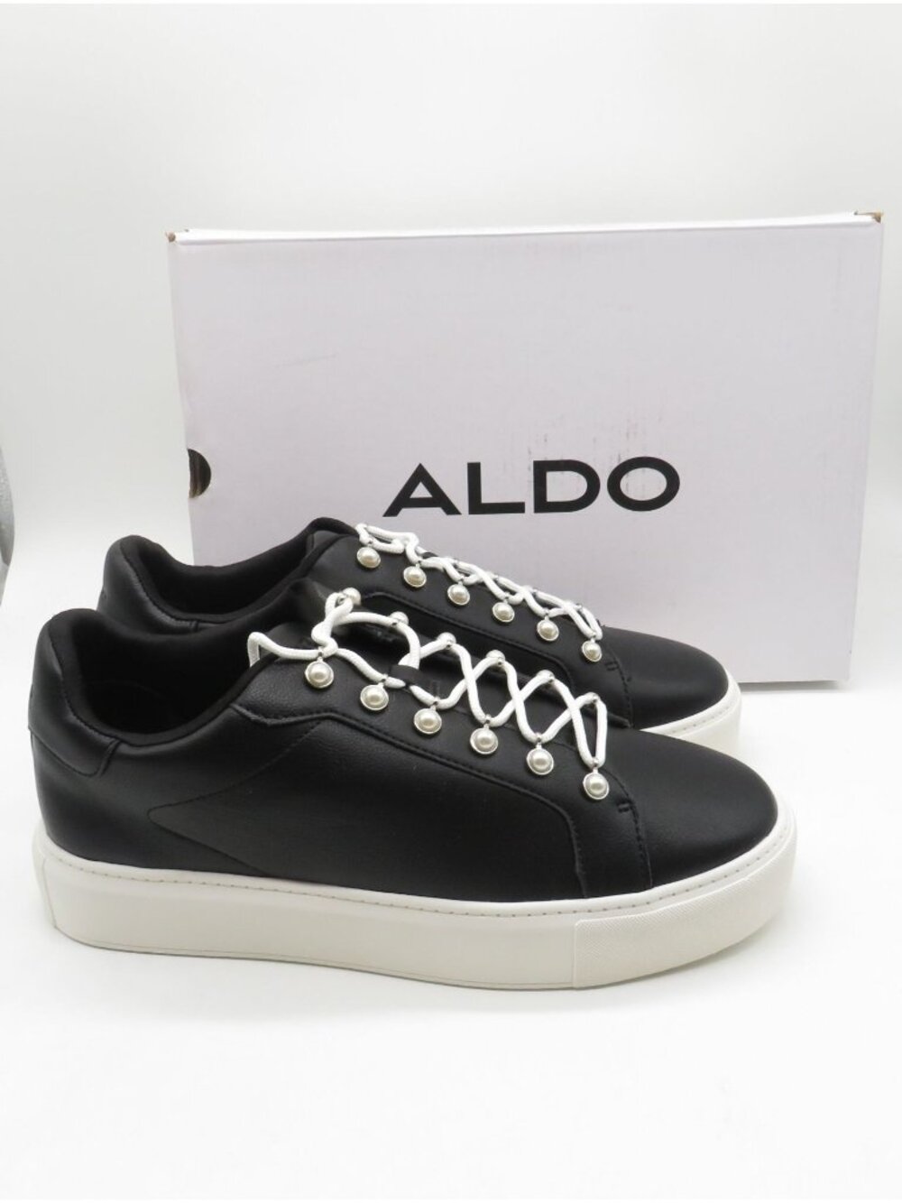 Aldo Perlah Black White Lace-Up Sneakers US 11 Womens Shoes NEW